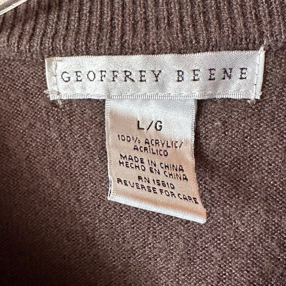 Custom Cropped Geoffrey Beene Sweater Large Soft Thermal Texture Brown - Picture 4 of 7